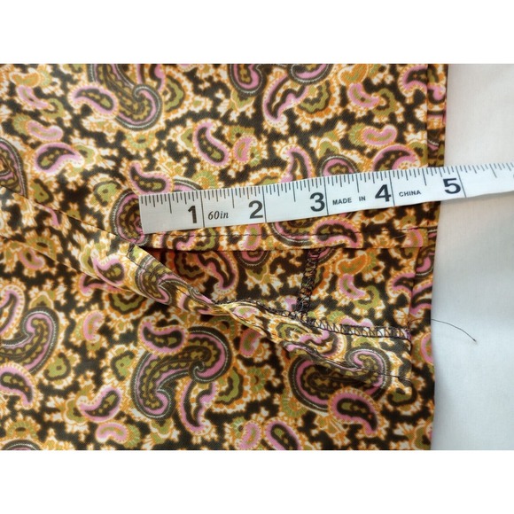 Vtg Fem Form Paisley 70s Flower Power Mock Neck Backk Zip Blouse Top Bohemian - Picture 6 of 11